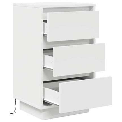 sengeskab med LED-lys 38x34x65 cm hvid