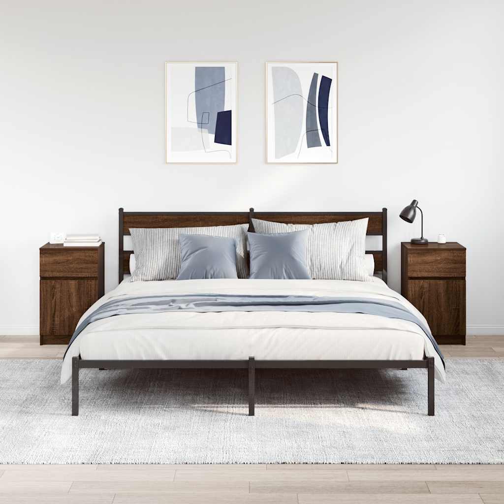 sengeborde 2 stk. 39x35x65 cm konstrueret træ brun egetræsfarve