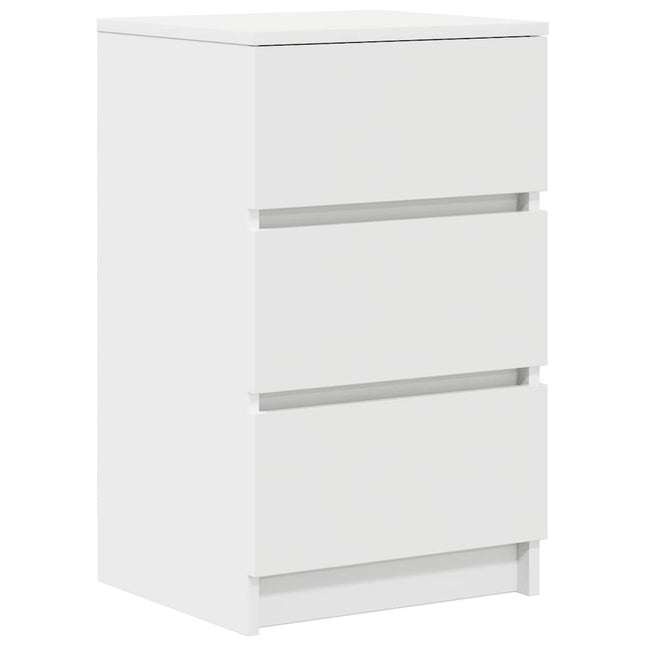 sengebord med 3 skuffer 39x35x65 cm hvid