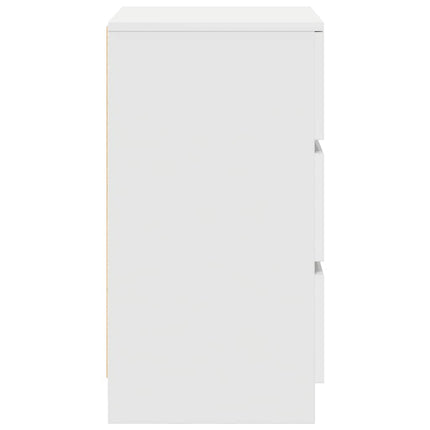 sengebord med 3 skuffer 39x35x65 cm hvid