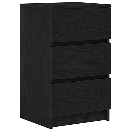 sengebord med 3 skuffer 39x35x65 cm sort