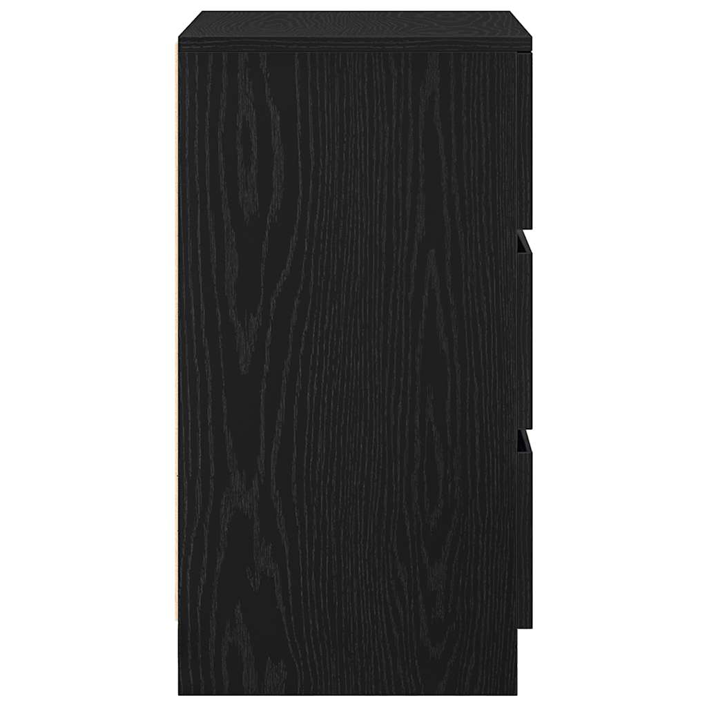 sengebord med 3 skuffer 39x35x65 cm sort