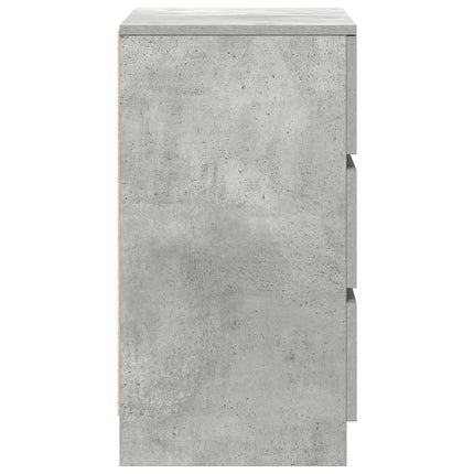 sengebord med 3 skuffer 39x35x65 cm betongrå