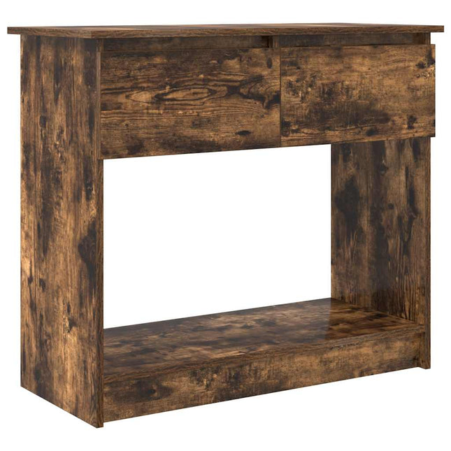 konsolbord med skuffer 85,5x38,5x74,5 cm røget egetræsfarve