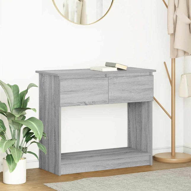 konsolbord med skuffer 85,5x38,5x74,5 cm grå sonoma-eg