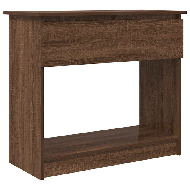 konsolbord med skuffer 85,5x38,5x74,5 cm brun egetræsfarve