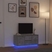 sengebord med LED-lys 100x41x50 cm betongrå