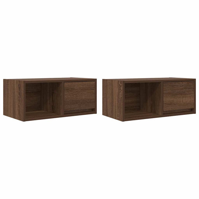 tv-borde 2 stk. 60x31x25,5 cm konstrueret træ brunt egetræ