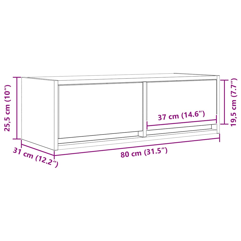 tv-skabe 2 stk. 80x31x25,5 cm konstrueret træ røget egetræ