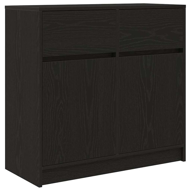skænk med skuffe 80x34x76 cm konstrueret træ sort egetræ