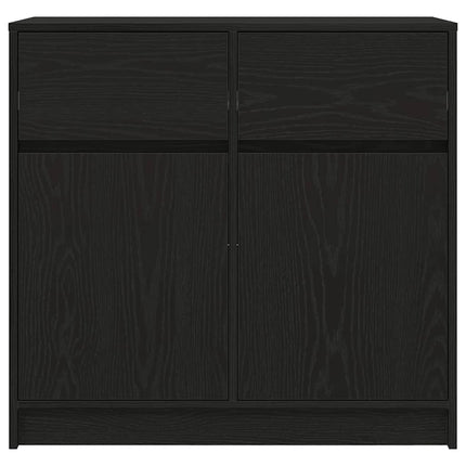 skænk med skuffe 80x34x76 cm konstrueret træ sort egetræ