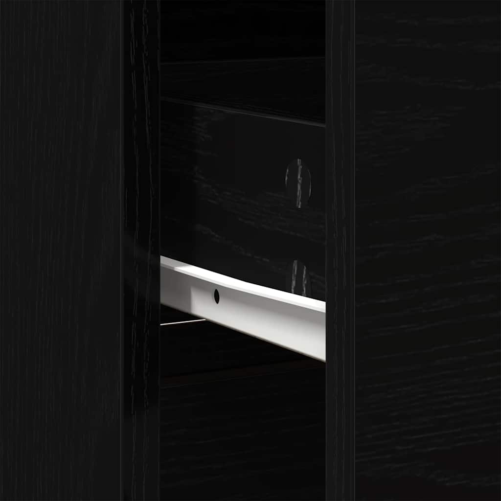 skænk med skuffe 80x34x76 cm konstrueret træ sort egetræ