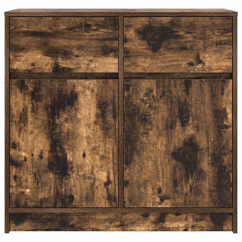 skænk med skuffe 80x34x76 cm konstrueret træ røget egetræ