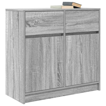 skænk med skuffe 80x34x76 cm konstrueret træ grå sonoma-eg