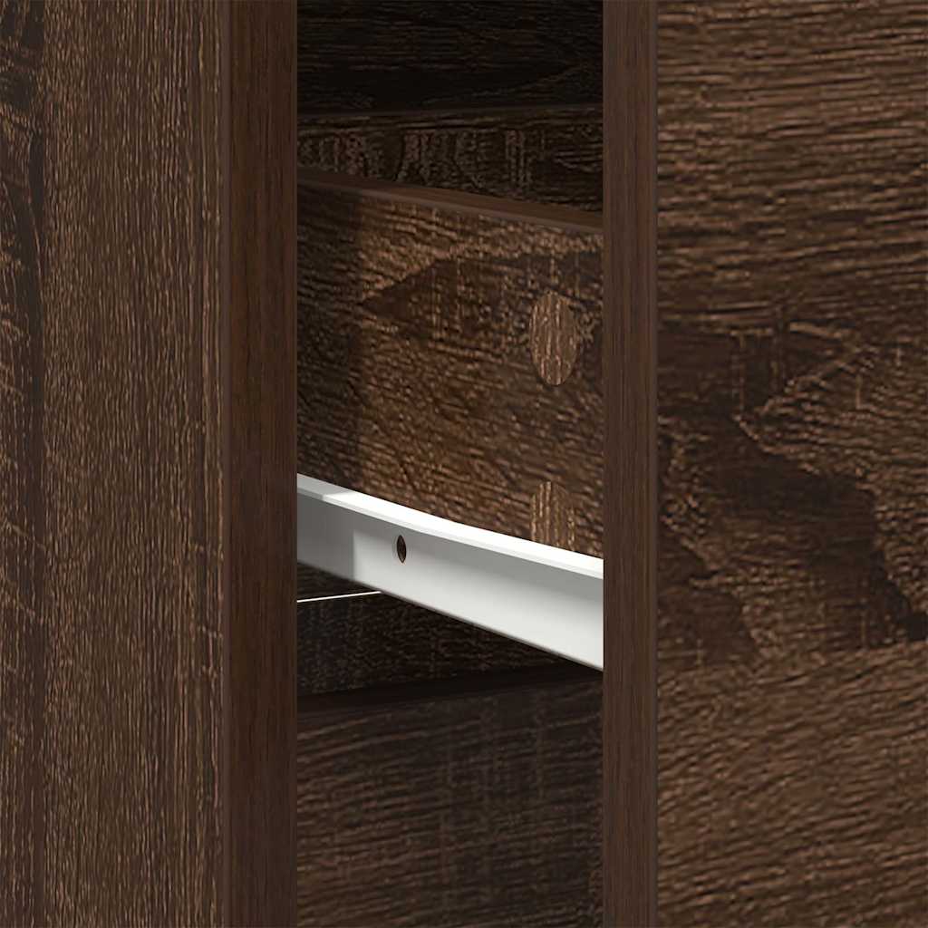 skænk med skuffe 80x34x76 cm konstrueret træ brun egetræ