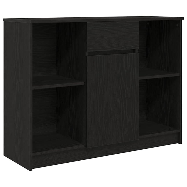 skænk med skuffe 101x35x76 cm konstrueret træ sort egetræ