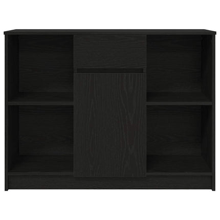 skænk med skuffe 101x35x76 cm konstrueret træ sort egetræ