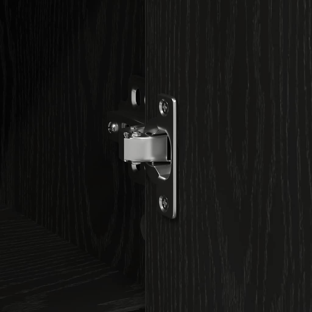 skænk med skuffe 101x35x76 cm konstrueret træ sort egetræ