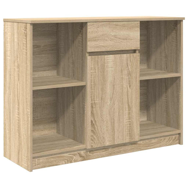 skænk med skuffe 101x35x76 cm konstrueret træ sonoma-eg