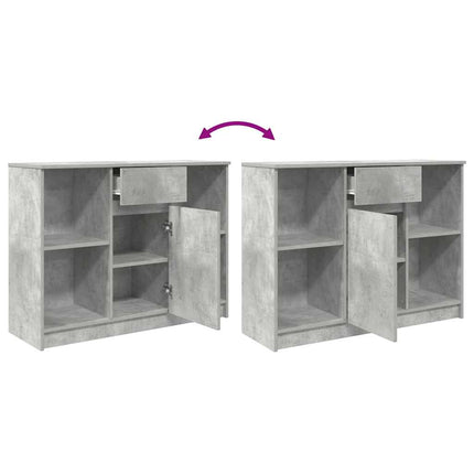 skænk med skuffe 101x35x76 cm konstrueret træ betongrå
