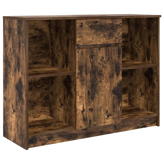 skænk med skuffe 101x35x76 cm konstrueret træ røget egetræ