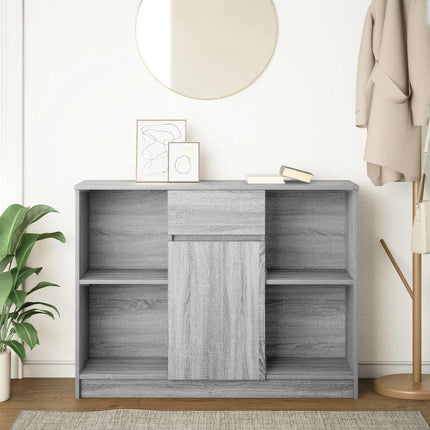 skænk med skuffe 101x35x76 cm konstrueret træ grå sonoma-eg
