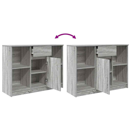 skænk med skuffe 101x35x76 cm konstrueret træ grå sonoma-eg