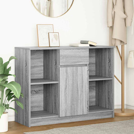 skænk med skuffe 101x35x76 cm konstrueret træ grå sonoma-eg