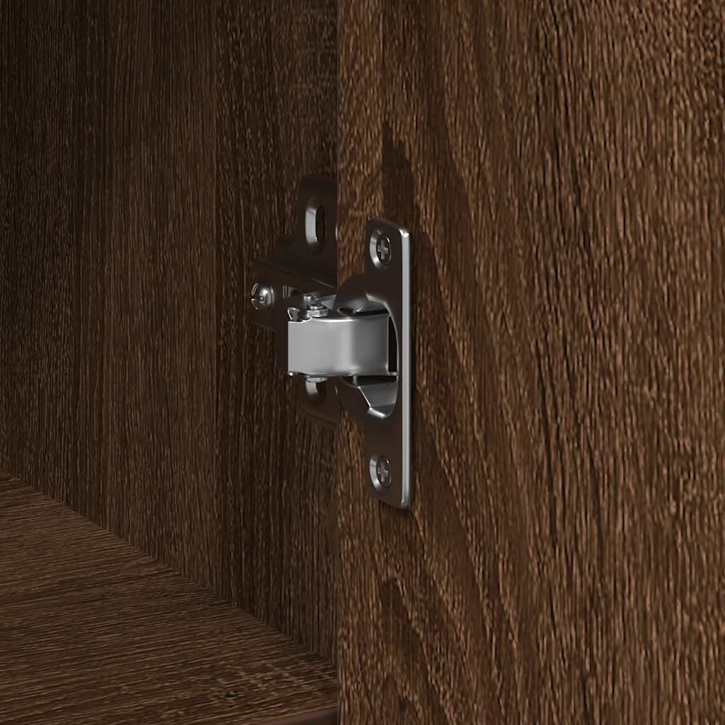 skænk med skuffe 101x35x76 cm konstrueret træ brun egetræ