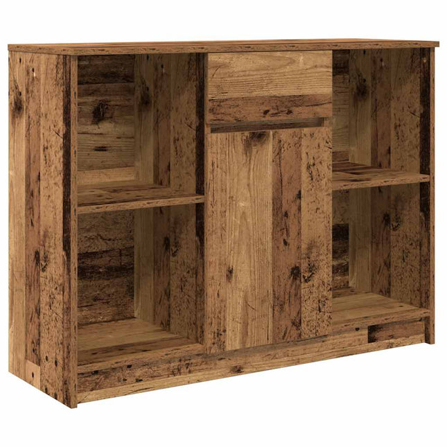 skænk med skuffe 101x35x76 cm konstrueret træ antikt træ