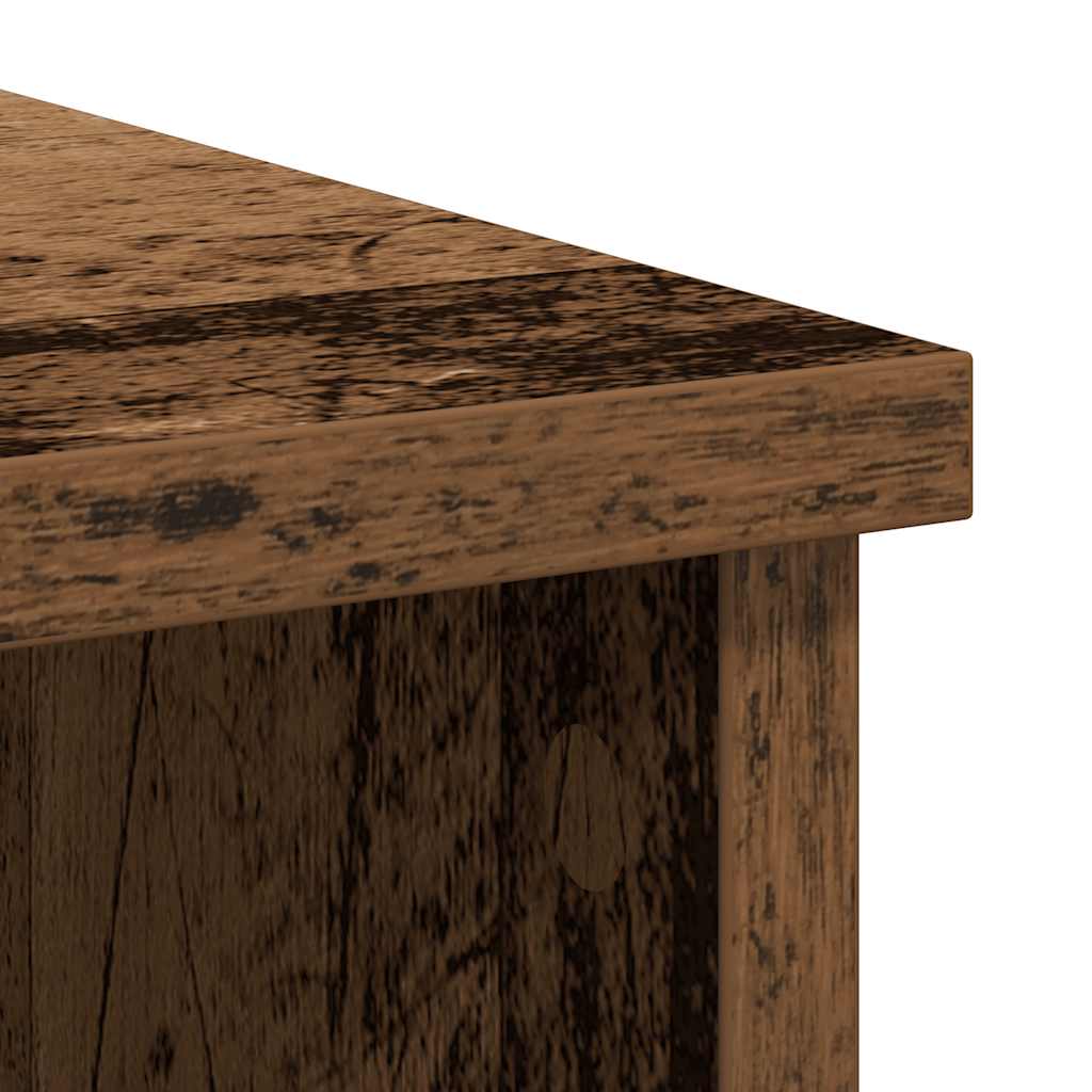 skænk med skuffe 101x35x76 cm konstrueret træ antikt træ