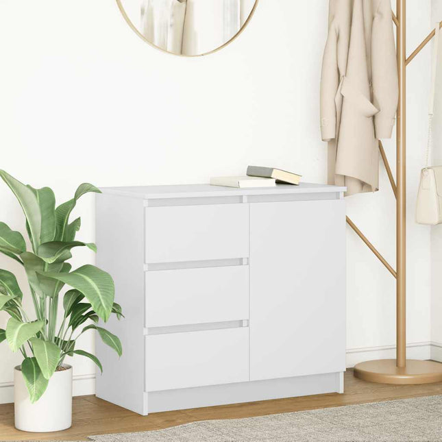 skænk med skuffe 71x35x65 cm konstrueret træ hvid