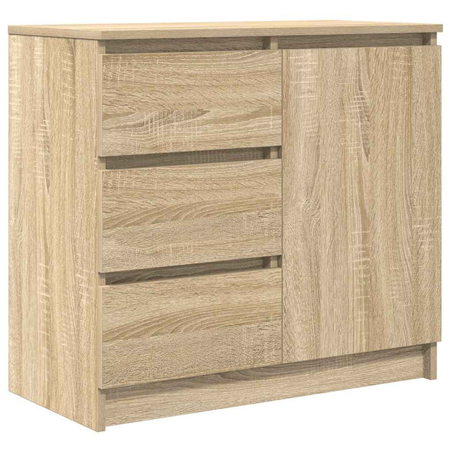 skænk med skuffe 71x35x65 cm konstrueret træ sonoma-eg