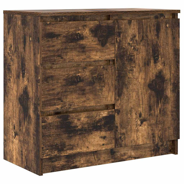 skænk med skuffe 71x35x65 cm konstrueret træ røget egetræ