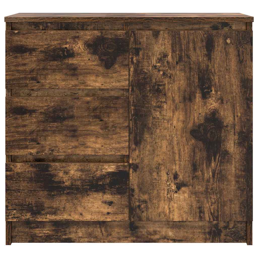 skænk med skuffe 71x35x65 cm konstrueret træ røget egetræ
