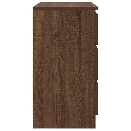 skænk med skuffe 71x35x65 cm konstrueret træ brun egetræ