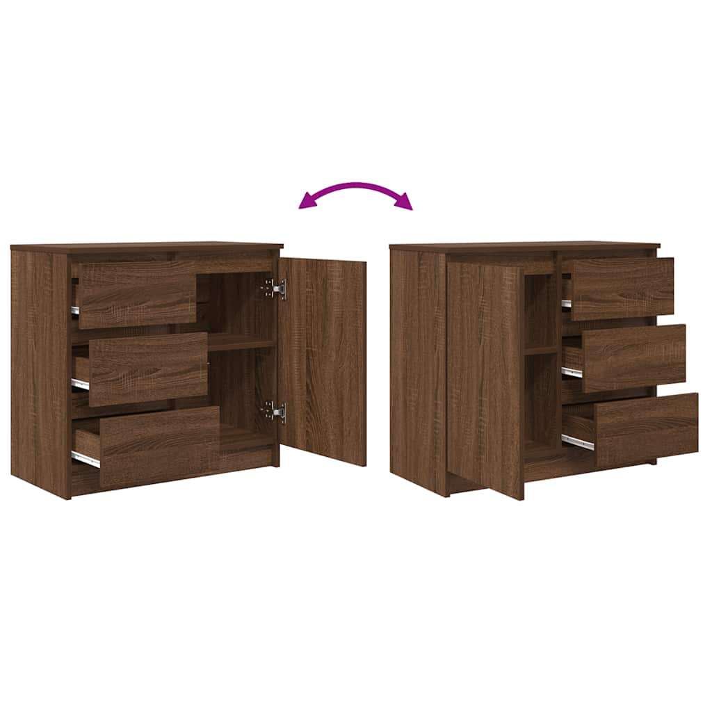 skænk med skuffe 71x35x65 cm konstrueret træ brun egetræ