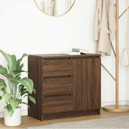 skænk med skuffe 71x35x65 cm konstrueret træ brun egetræ