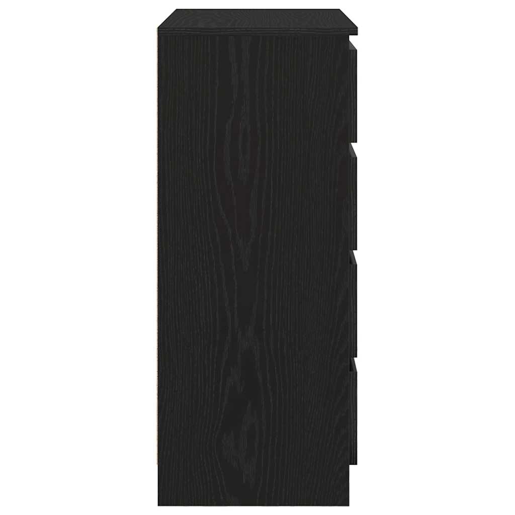 skænk med skuffer 71x35x84 cm konstrueret træ sort egetræ