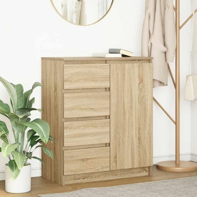 skænk med skuffer 71x35x84 cm konstrueret træ sonoma-eg