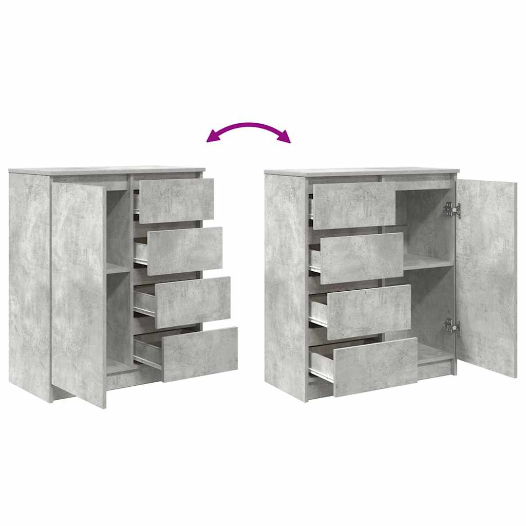 skænk med skuffer 71x35x84 cm konstrueret træ betongrå