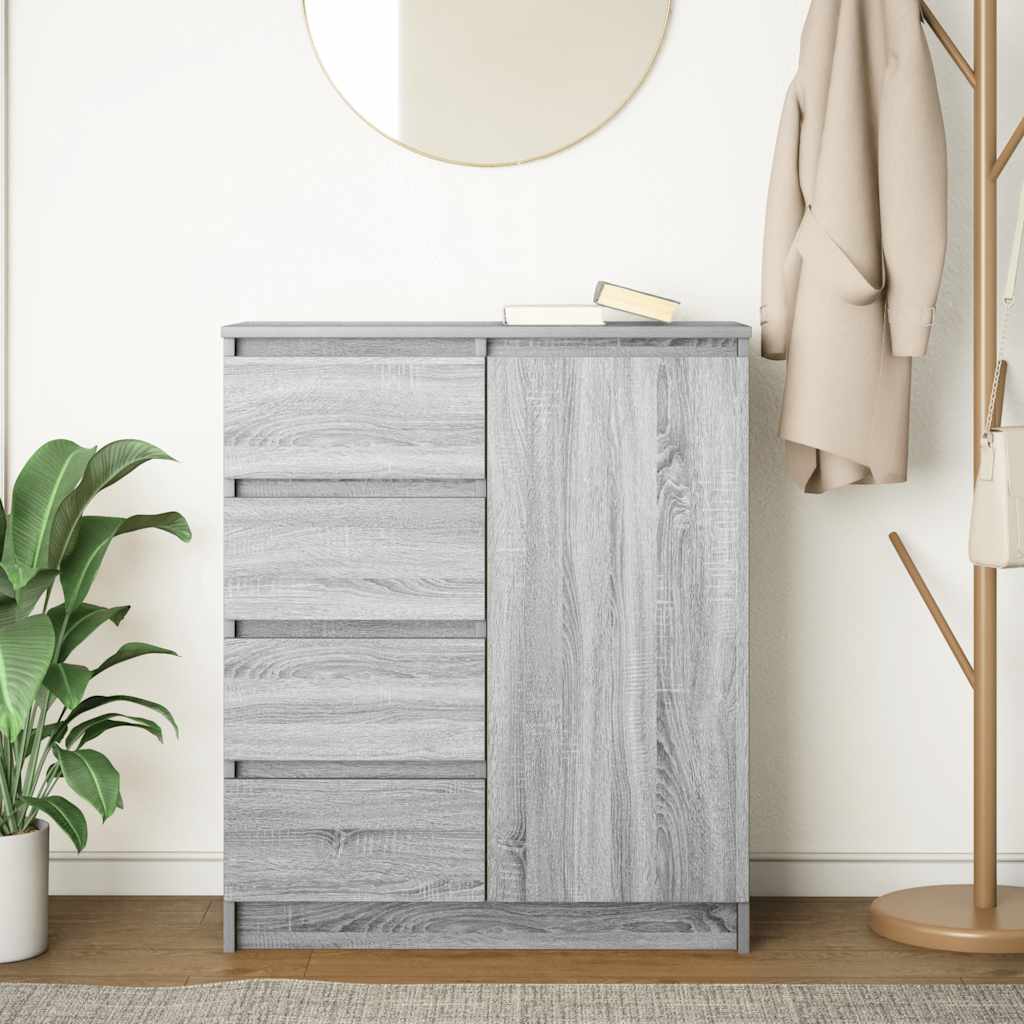 skænk med skuffer 71x35x84 cm konstrueret træ grå sonoma-eg