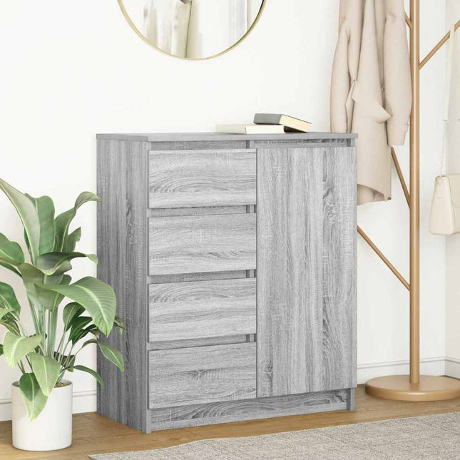 skænk med skuffer 71x35x84 cm konstrueret træ grå sonoma-eg