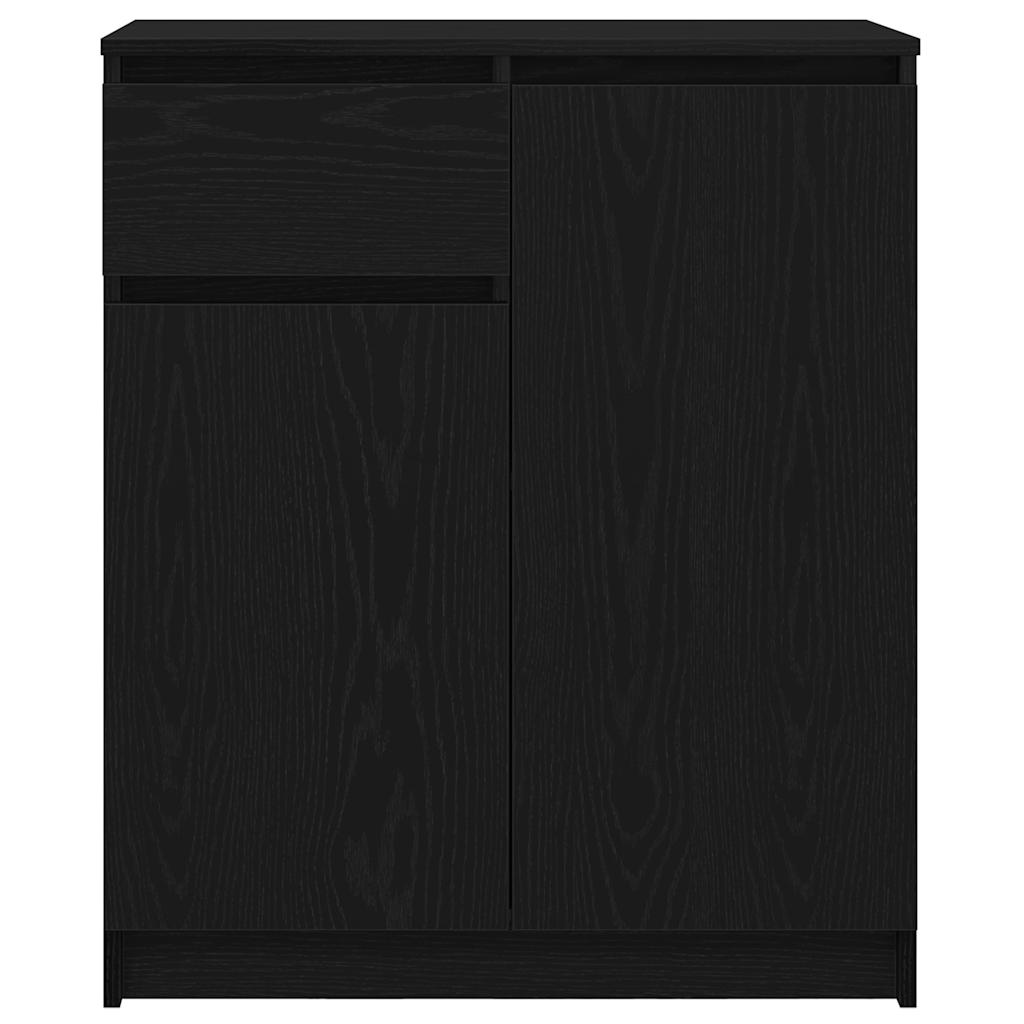 skænk med skuffe 71x35x84 cm konstrueret træ sort egetræ