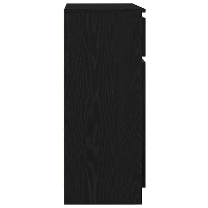 skænk med skuffe 71x35x84 cm konstrueret træ sort egetræ