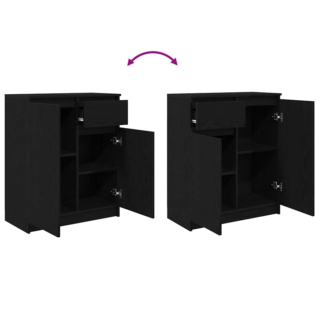 skænk med skuffe 71x35x84 cm konstrueret træ sort egetræ