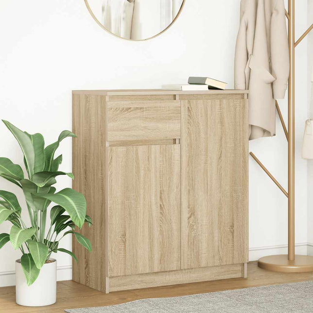 skænk med skuffe 71x35x84 cm konstrueret træ sonoma-eg
