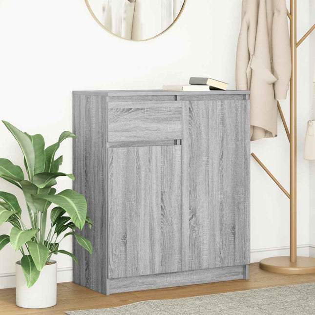 skænk med skuffe 71x35x84 cm konstrueret træ grå sonoma-eg