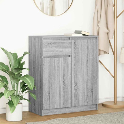 skænk med skuffe 71x35x84 cm konstrueret træ grå sonoma-eg