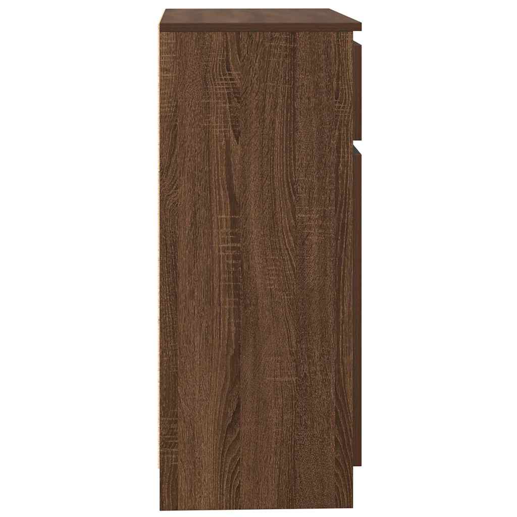 skænk med skuffe 71x35x84 cm konstrueret træ brun egetræ